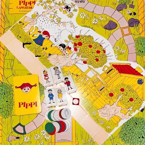 Vintage 1984 Pippi Longstocking "Pippi Langstrump" Danish Board Game  COMPLETE - Picture 2 of 6